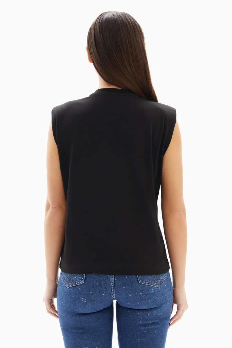 Wecre8 Black Woman Printed Sleeveless Top By WECRE8