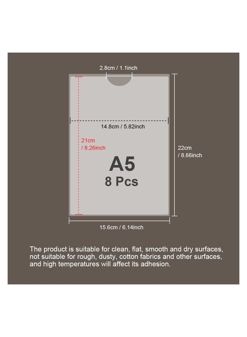 Excefore Self-Adhesive Pocket, 8 pcs Card Plastic Pocket Holder, for Labelling and Identifying Boxes, Folders, and Documents (Inner Size:14.8 * 21cm) - Image 2