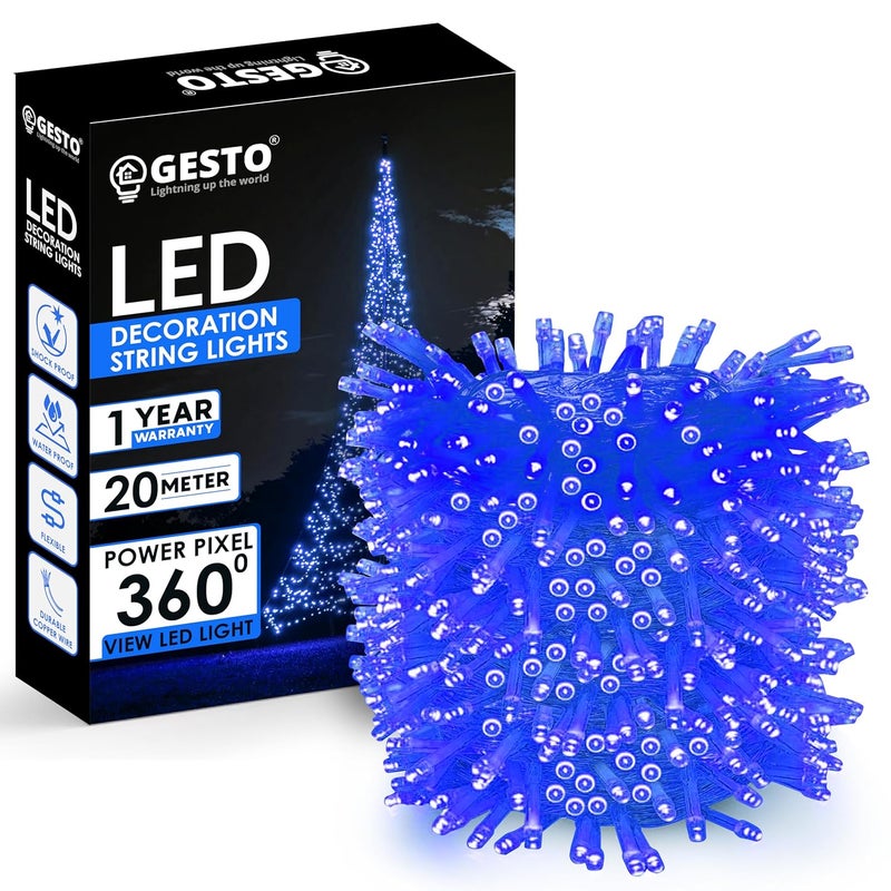 Gesto Blue Led Serial Lights for Decoration String Lights for Home DecorationFairy Lights Christmas Diwali Decoration Lights for Balcony Copper Wire Pixel Light 20 Meter Pack of 1 - Image 1