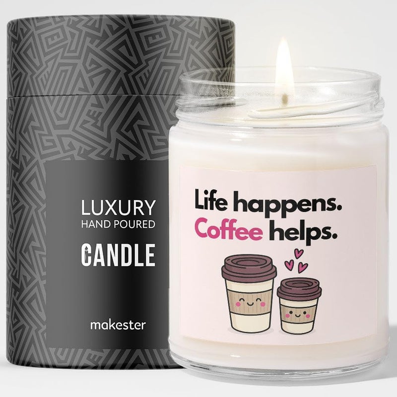 Makester Coffee Gift - Luxury Soy Wax Candle - Vanilla, Jasmine, Sugared Almond - Makester - Image 1