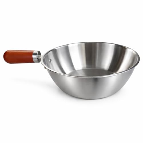 SHREESAMP Mini Butter Warmer Stainless Steel Silver Saucepan with Wooden Handle Multipurpose Small Milk Pot for Melting Butter Chocolate Candy Making Heating Oil Baby Food All Stove Compatible - Image 1