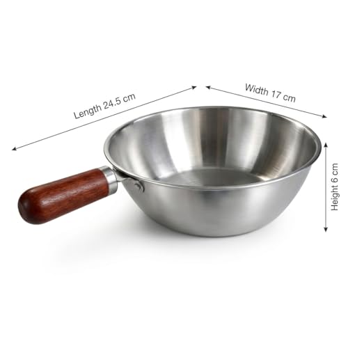 SHREESAMP Mini Butter Warmer Stainless Steel Silver Saucepan with Wooden Handle Multipurpose Small Milk Pot for Melting Butter Chocolate Candy Making Heating Oil Baby Food All Stove Compatible - Image 2