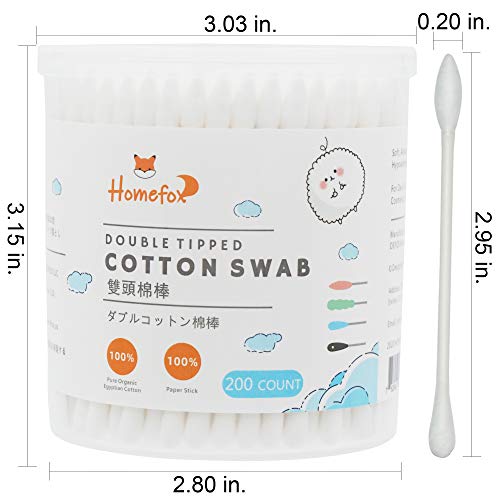 HOMEFOX Cotton Swabs Precision Pointed 200 Count Pointy Organic Cotton Buds Double Side Tightly Wrapped Cotton Tips Paper Stick Soft Gentle LintFree CrueltyFree Pointy Round White - Image 5