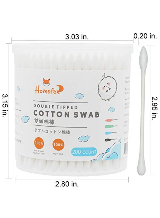 HOMEFOX Cotton Swabs Precision Pointed 200 Count Pointy Organic Cotton Buds Double Side Tightly Wrapped Cotton Tips Paper Stick Soft Gentle LintFree CrueltyFree Pointy Round White - Image 4