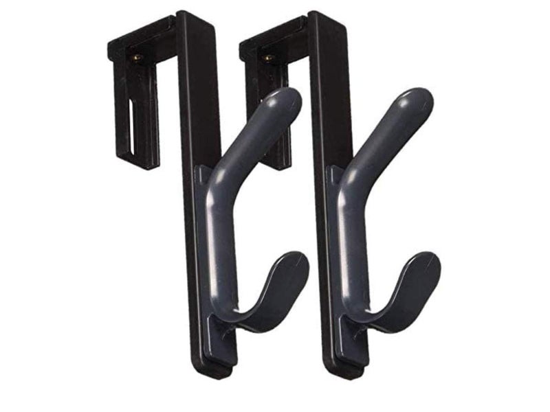 1InTheOffice Cubicle Coat Hook Double, Recycled Plastic, Charcoal, 2 Pack - Image 1