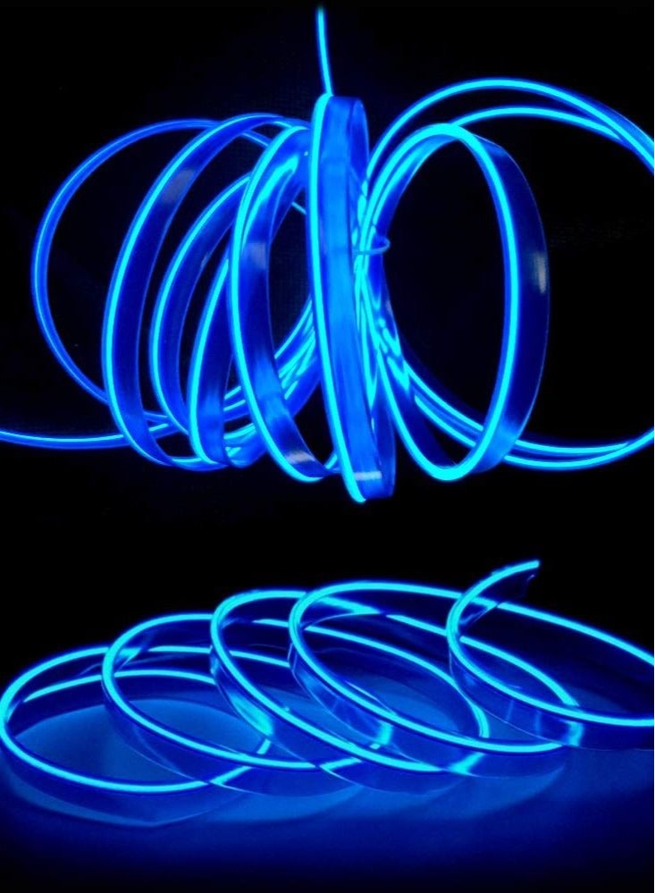 Captaintech EL Wire Car Interior LED Light Bar, USB Neon Cold Light Ambient Light with 6mm Sewing Edge, Ambient Lighting Kit for Car Interior Trim, Garden Decorations (5M/16.4FT, Blue) - Image 3