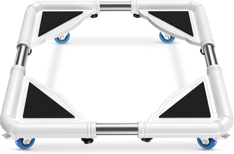 SPACECARE Mobile Roller with 4 Locking Wheels - Adjustable Furniture Dolly Washing Machine Stand Refrigerator Base Moving Cart- Off White - Image 1