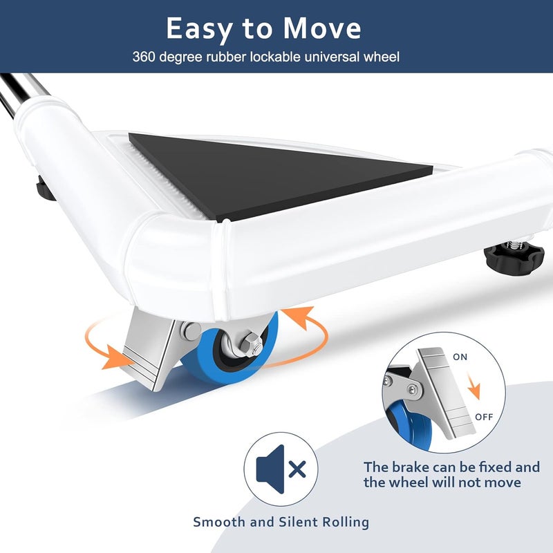 SPACECARE Mobile Roller with 4 Locking Wheels - Adjustable Furniture Dolly Washing Machine Stand Refrigerator Base Moving Cart- Off White - Image 3
