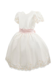 PEARL OFFWHITE TAFTA off white Girls Party Dress, Princess Dress Party Wear Wedding Evening Formal Pageant Dance Gown for Birthday Kid Girls Elegant