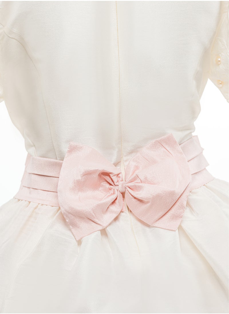 Queen - PEARL OFFWHITE TAFTA off white Girls Party Dress, Princess Dress Party Wear Wedding Evening Formal Pageant Dance Gown for Birthday Kid Girls Elegant - Image 1