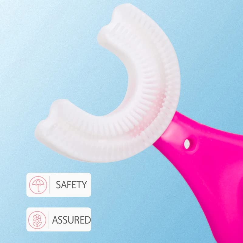 Veki Kids U Shaped Silicone Toothbrush for Manual Whitening (Pink & Blue (combo)) - Image 4