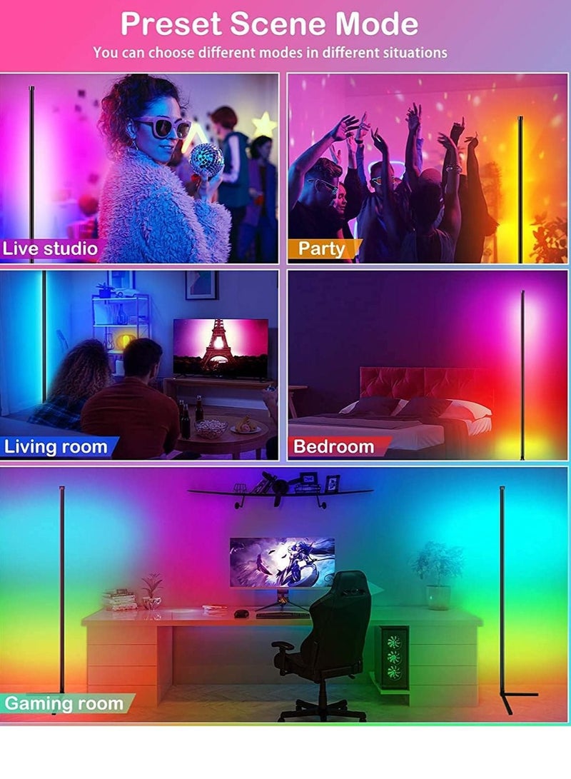 Corner Floor Lamp, RGB Color Changing Corner Lamp, Smart LED Floor Lamp Controlled by APP&Remote with Reactive Music Mode and DIY Mode - Image 5
