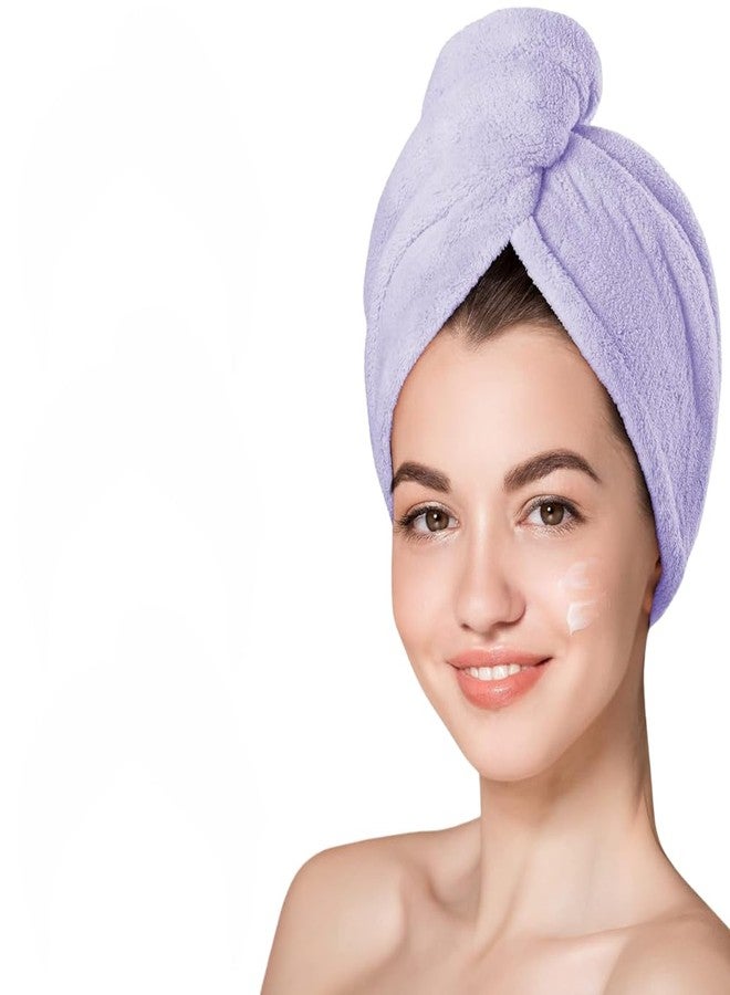 Fezora® Hair Towel Wrap for Women-Quick Drying Microfiber Towel for Hair with Elastic Loop for Tying-Super Absorbent Head Towels Wrap for Ladies Hair Turban (Purple) - Image 1