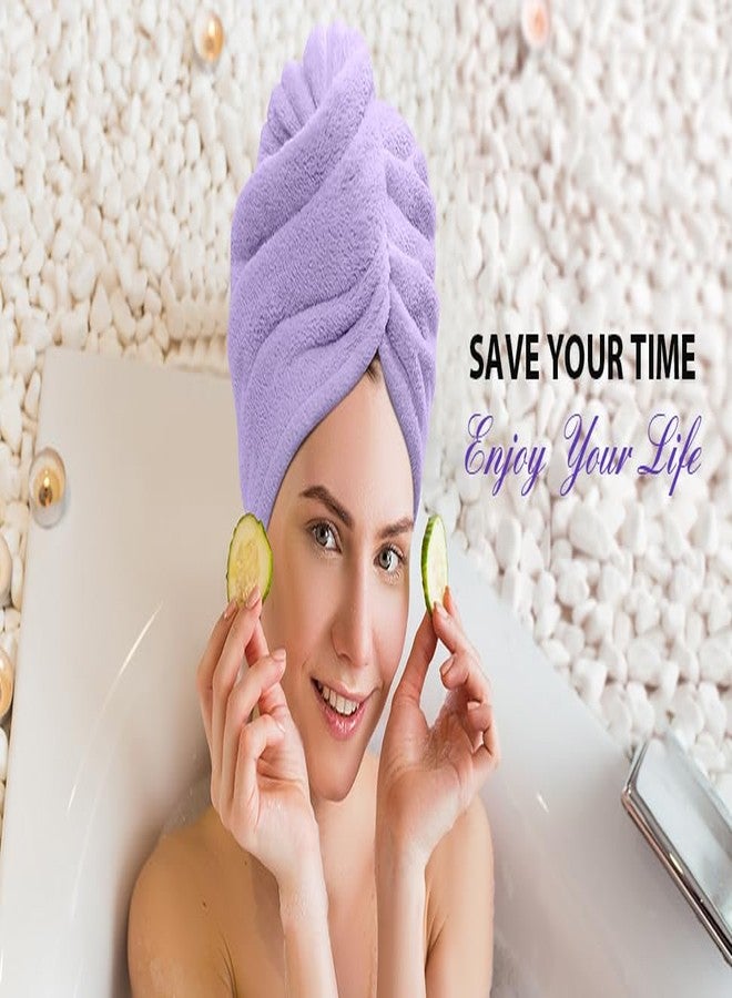 Fezora® Hair Towel Wrap for Women-Quick Drying Microfiber Towel for Hair with Elastic Loop for Tying-Super Absorbent Head Towels Wrap for Ladies Hair Turban (Purple) - Image 4