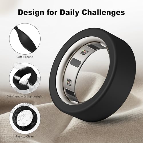 Snyeest Protector Compatible for Oura Ring 4/Gen 4 Ceramic/Gen 3 Cover,Silicone Anti-Scratch Elastic Ring Finger Case Woking Out Gym for Women Men- Black+Clear -M for 8/9/10/11 - Image 5