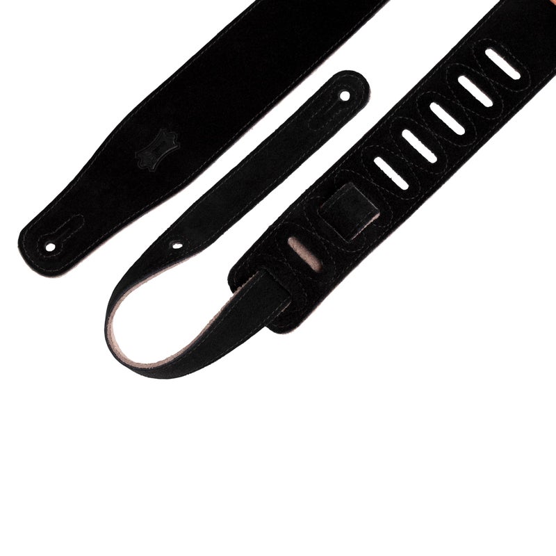 Levy's Leathers Simply Suede Series 2.5" Hand-Brushed Natural Dye Guitar Strap; Black (MS26-BLK) - Image 2