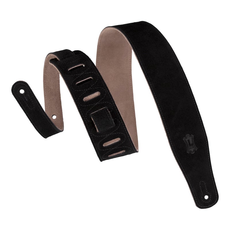 Levy's Leathers Simply Suede Series 2.5" Hand-Brushed Natural Dye Guitar Strap; Black (MS26-BLK) - Image 1