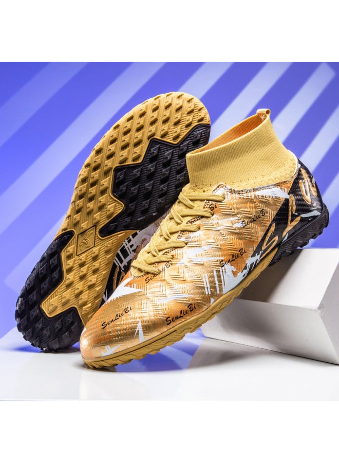High-top Soccer Shoes For Boys And Girls, Tf Cleats For Adults, Breathable Non-slip Long-studded Professional Sports Shoes