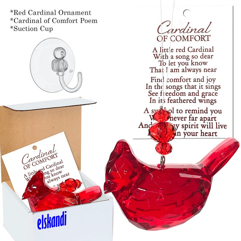elskandi Cardinal of Comfort Visitor from Heaven Sympathy Gift Set Cardinal Memorial Gifts Bereavement Gifts Remembrance Gift for Loss of Father  Mom  Sister - Red Bird Crystal Window D?cor - Image 4