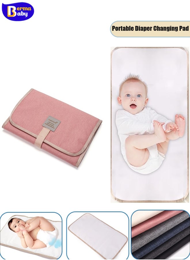 Berma Baby Portable Diaper Changing Pad - Waterproof Foldable Baby Changing Pad - Travel Diaper Changing Pad - Lightweight Changing Pad for Babies - Baby Changing Pad - Machine Washable (Pink)  - Image 1