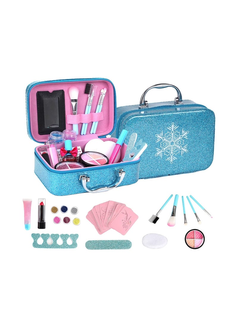 Party with Emma Snow Kids Makeup Kit for Girl Real Washable Makeup Kit for Little Girls  with Cute Princess Cosmetic Purse Girls Pretend Play Toy  - Image 1