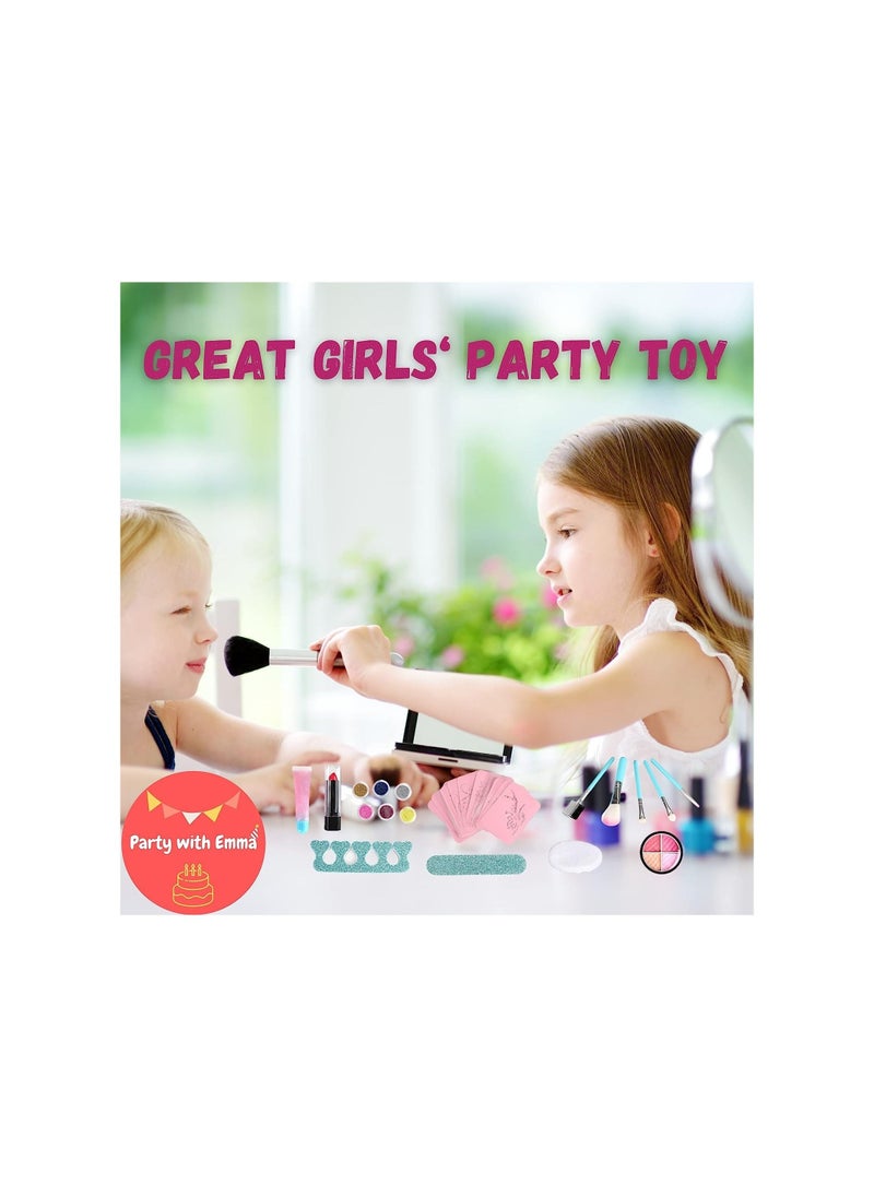 Party with Emma Snow Kids Makeup Kit for Girl Real Washable Makeup Kit for Little Girls  with Cute Princess Cosmetic Purse Girls Pretend Play Toy  - Image 5