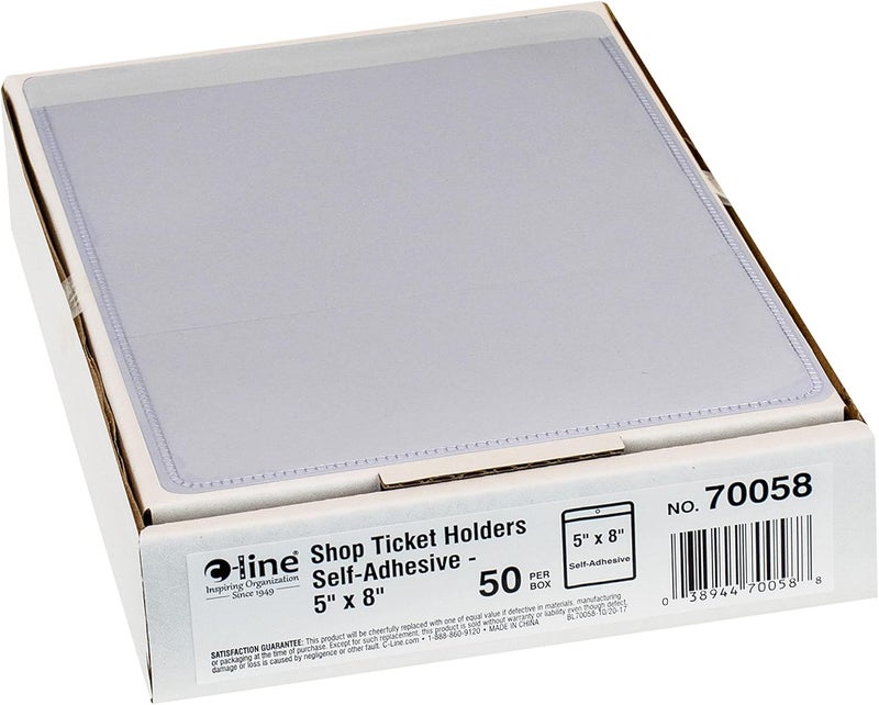 C-Line Self-Adhesive Shop Ticket Holders, 5 x 8 Inches, Clear, 50 per Box (70058) - Image 3