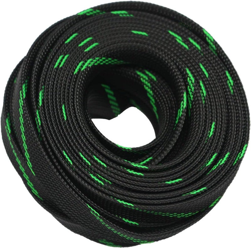 CBAZY 30ft PET Expandable Sleeving Wire Cable Sleeve (2/5", Green&Black) - Image 3