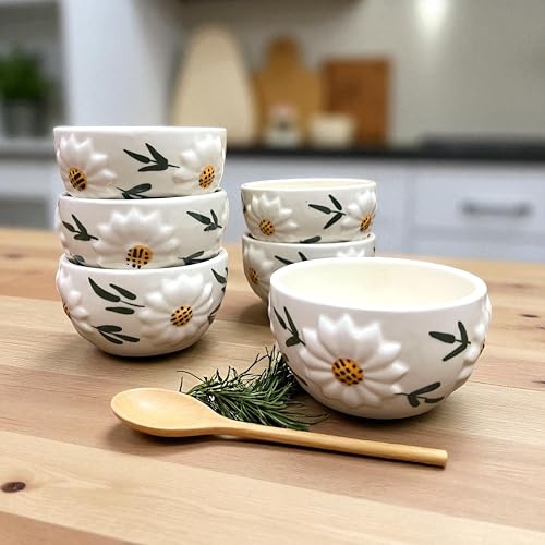 BACKKSPACE RETAIL Backspace Retail Hand-Painted Ceramic Soup Bowls Set of 6 | 350ml Each | Ideal for Serving Soup, Maggi, Snacks Dessert | Microwave and Dishwasher Safe (White) - Image 4
