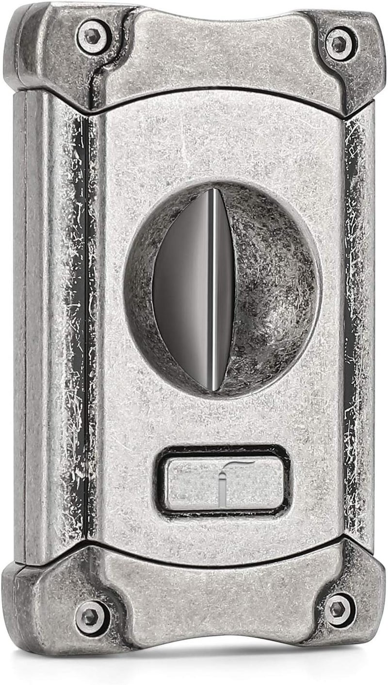 CiTree Cigar Cutter, Stainless Steel V-Cut Cigar Cutter with Build-in Cigar Puncher, Attractive Gift Box (Antique Silver) - Image 2
