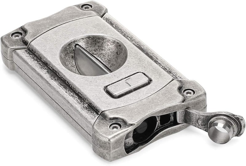 CiTree Cigar Cutter, Stainless Steel V-Cut Cigar Cutter with Build-in Cigar Puncher, Attractive Gift Box (Antique Silver) - Image 4