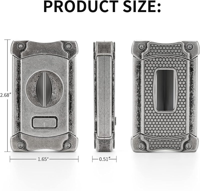 CiTree Cigar Cutter, Stainless Steel V-Cut Cigar Cutter with Build-in Cigar Puncher, Attractive Gift Box (Antique Silver) - Image 5