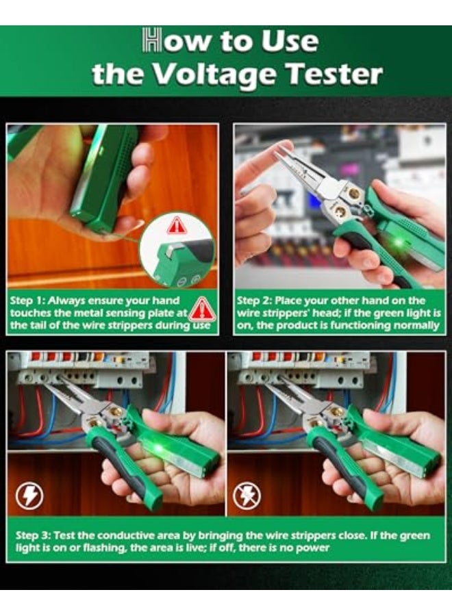 8-in-1 Wire Stripper with Voltage Tester, Multi-function Cable Cutters, Pliers, Crimper, Splitter, and Wire Stripping Function for 10-18 AWG Wires, Ideal for Electrician Work - Image 4