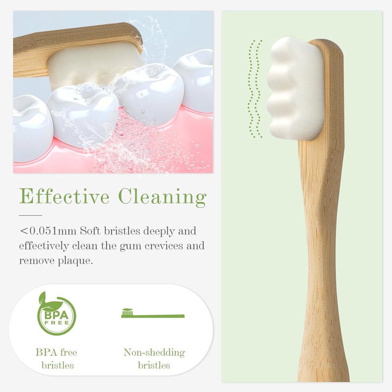 Daletu Bamboo Toothbrush 4pcs, 20,000 Extra Soft Nano Bristle, Biodegradable Tooth-Brush Natural Toothbrush, Eco Friendly Toothbrushes for Sensitive Teeth Gum Recession - Image 2