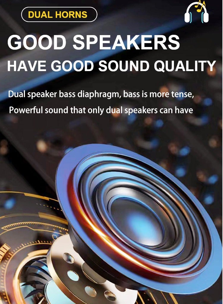 Portable Karaoke Machine Bluetooth Pa Speaker for Kids & Adults System With 2 Uhf Wireless Microphones Supports Tf/Usb Aux Input (Black) - Image 4