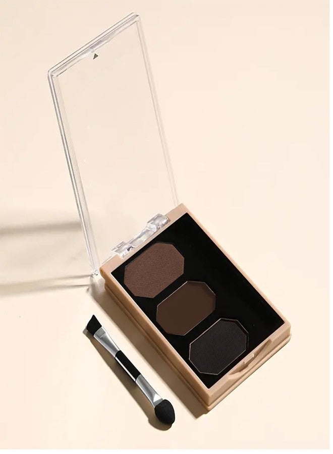 Adbeni 3 Eyebrow Cake Powder With Angled Eyebrow Brush, Natural finish, Applies evenly, Easily blendable, Dual-ended applicator, Long Lasting & Waterproof, Suit Every Skin Tone, Shade-01 - Image 1