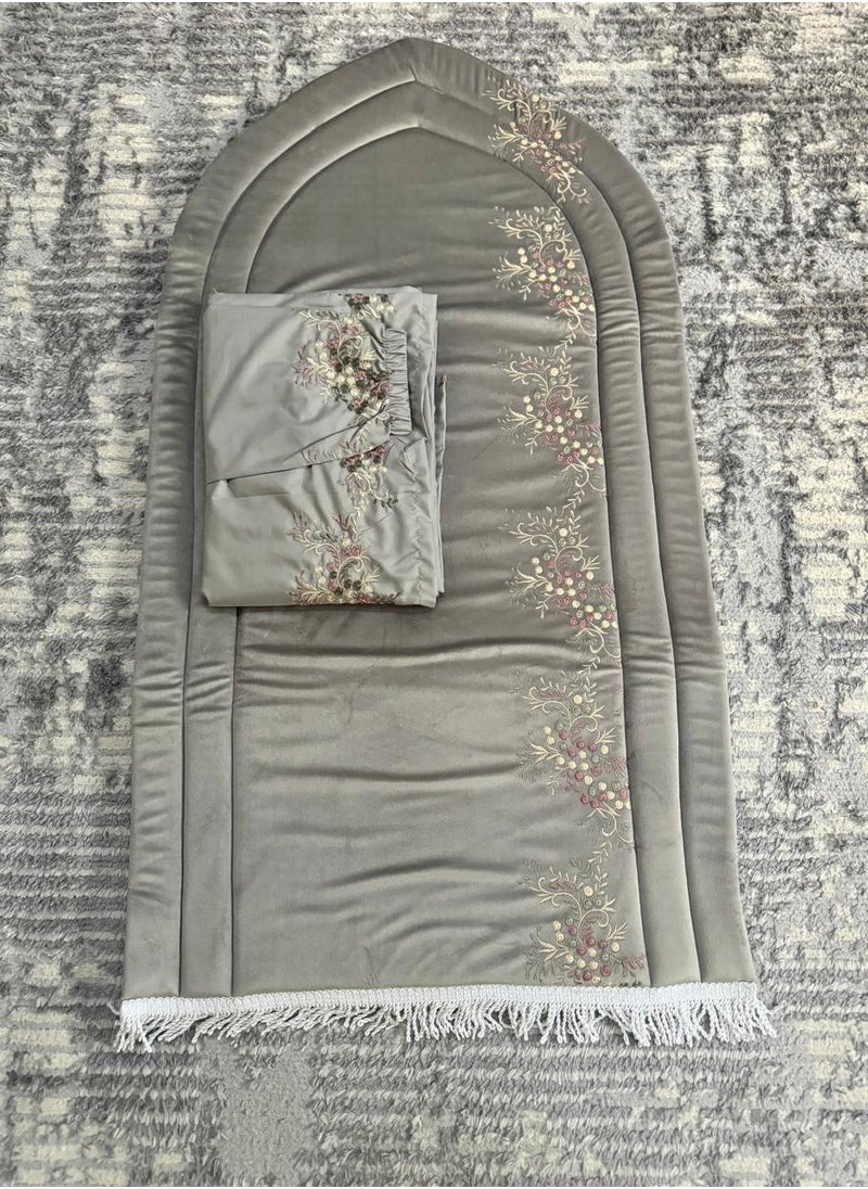 Brides Prayer rug set with embroidered scarf - beige  - Image 1
