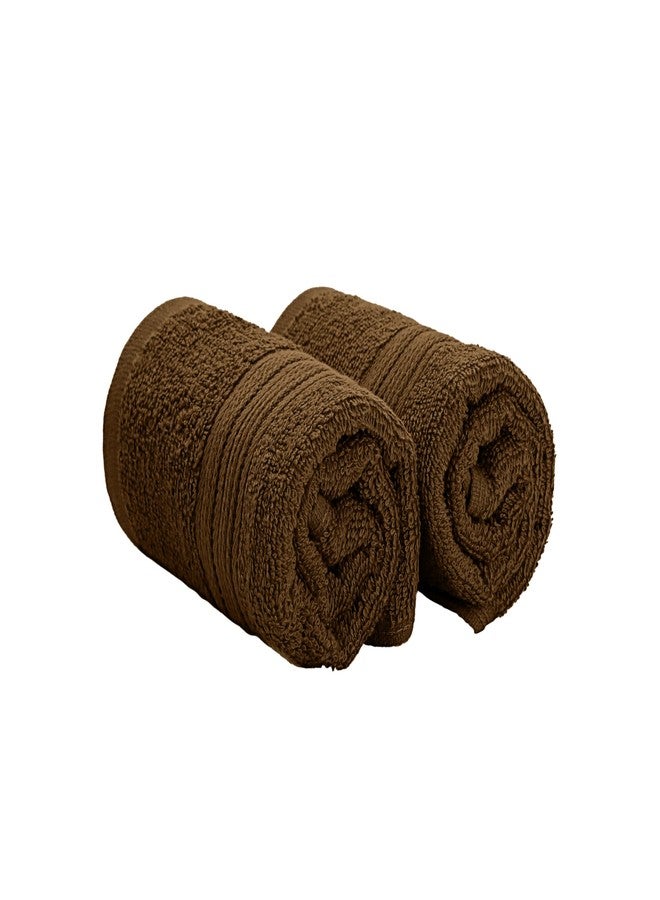 THE HAPPY POD Essential 100% Cotton Hand Towel - Pack of 2, Soft & Absorbent, Quick Dry, Lightweight Towels for Bathroom, Kitchen & Gym| 40 x 60 cm - 380 GSM | Chocolate - Image 1