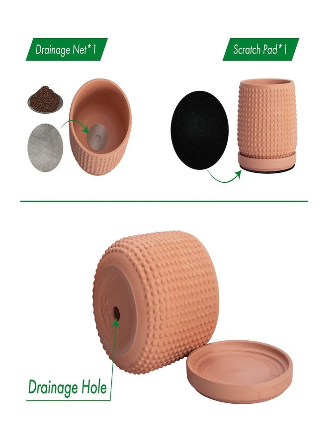 D'vine Dev 4 Inch Terracotta Beaded Planter Pot - Flower Pot with Drainage Holes and Saucers for Indoor Succulent Plants or Flowers,Terracotta, 27-C-Z-7 - Image 4