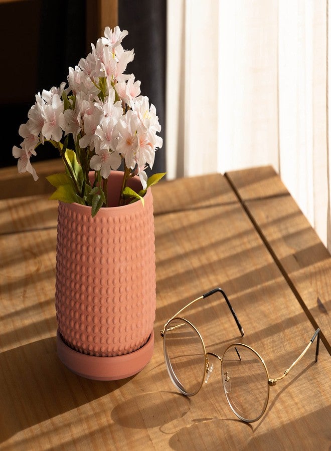 D'vine Dev 4 Inch Terracotta Beaded Planter Pot - Flower Pot with Drainage Holes and Saucers for Indoor Succulent Plants or Flowers,Terracotta, 27-C-Z-7 - Image 5
