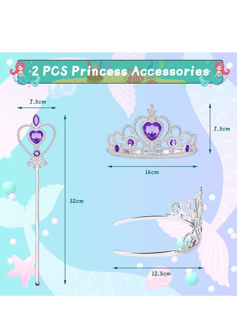 Excefore Mermaid Costume Kids, Mermaid Princess Costume Set: Sparkling Mermaid Costume with Accessories - for Cosplay, Birthdays - Little Girls' Princess Glitter Dress Up Outfit for 3-8 Years Old Girls - Image 5
