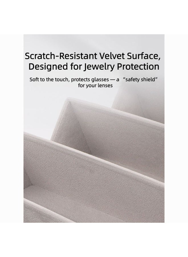 علبة تخزين نظارات قابلة للطي بست خانات، منظم نظارات بتصميم جلدي ناعم معمنظم نظارات قابل للطي بست خانات تصميم جلدي مع بطانة مخملية ناعمة للتعليق والتخزين في المنزل أو أثناء السفر - Image 3