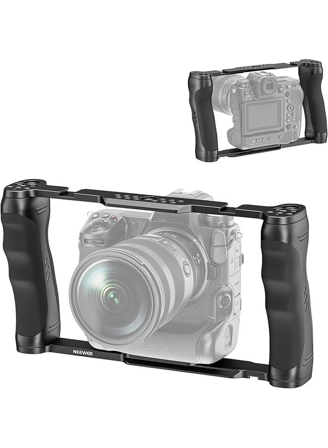NEEWER Video Camera Cage Rig with Arca Type Base/Dual Grips/Expansion Holes/15mm Rods, Universal Stabilizer Compatible with Sony Canon Nikon DSLR/DSLM, Compatible with SmallRig Accessories, CA016 - Image 1