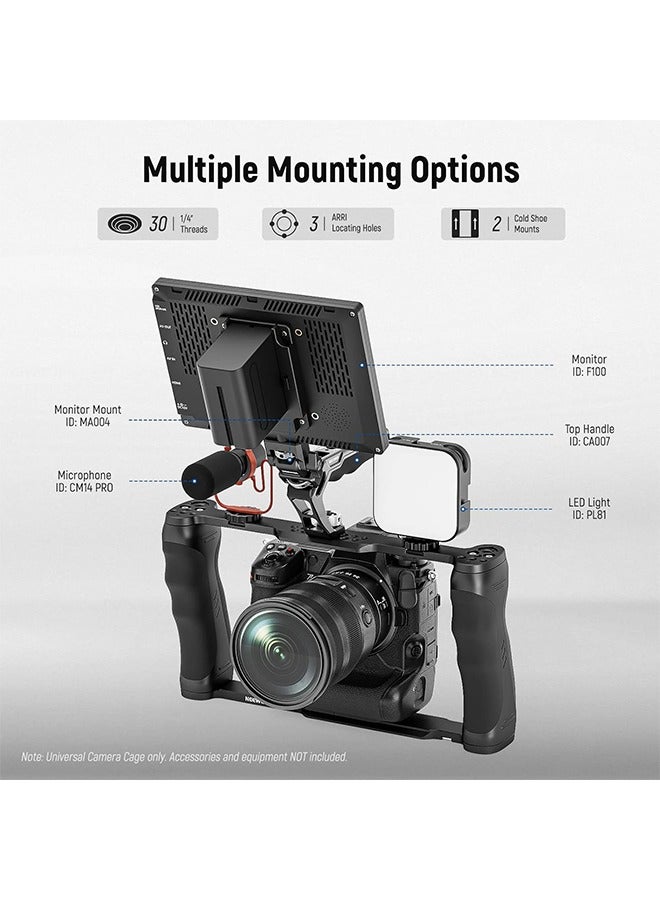 NEEWER Video Camera Cage Rig with Arca Type Base/Dual Grips/Expansion Holes/15mm Rods, Universal Stabilizer Compatible with Sony Canon Nikon DSLR/DSLM, Compatible with SmallRig Accessories, CA016 - Image 3