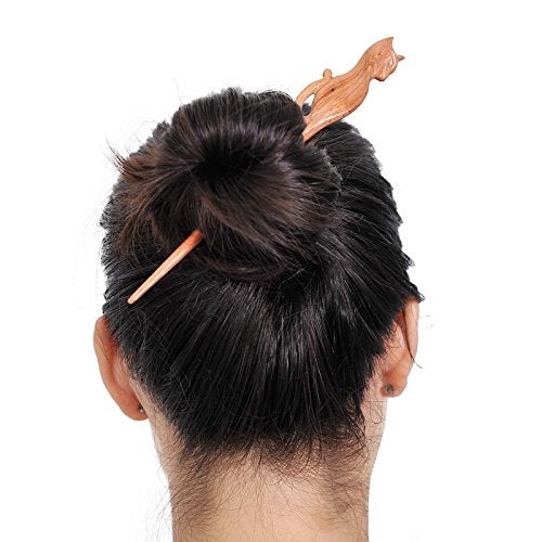 Marycrafts Cat Wooden Hair Stick For Buns Hair Fork For Women Long Hair - Image 3