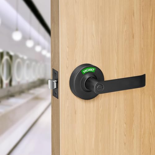 Aglehome Bathroom Indicator Privacy Door Lock, Vacant Occupied Bathroom Lock, Large Vacant or in-Use Door Handle for All Women Men Restrooms, Ansi Grade 2 Commercial Grade, Black - Image 2