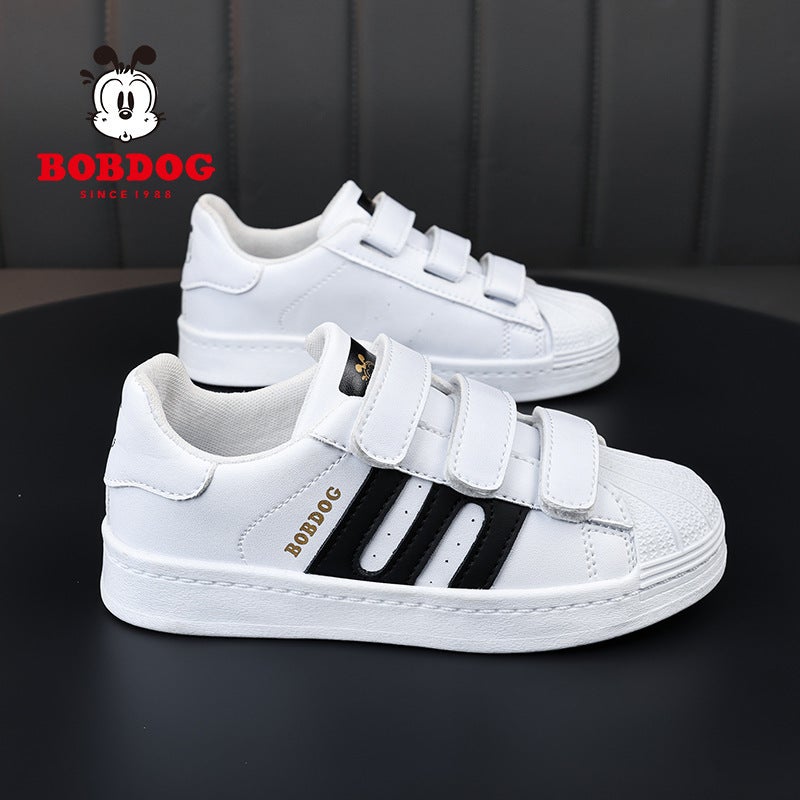 Babu Bean Children'S White Shoes Boys' Sneakers Leather Shell Head Girls Sports Casual Shoes For Students - Image 3