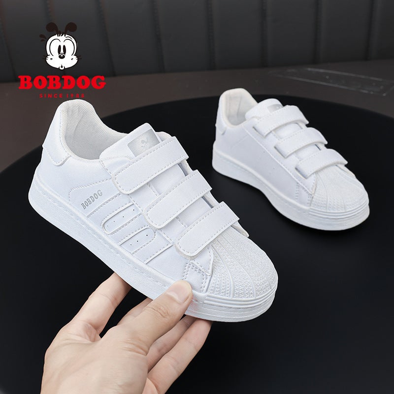 Babu Bean Children'S White Shoes Boys' Sneakers Leather Shell Head Girls Sports Casual Shoes For Students - Image 4