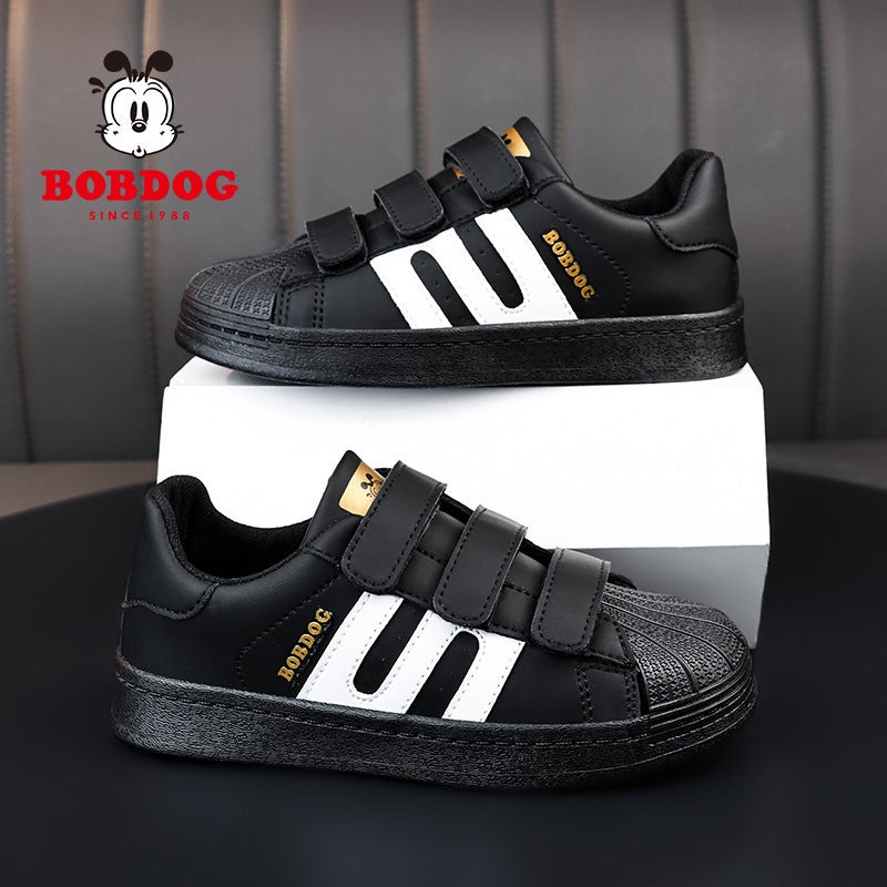 Babu Bean Children'S White Shoes Boys' Sneakers Leather Shell Head Girls Sports Casual Shoes For Students - Image 1