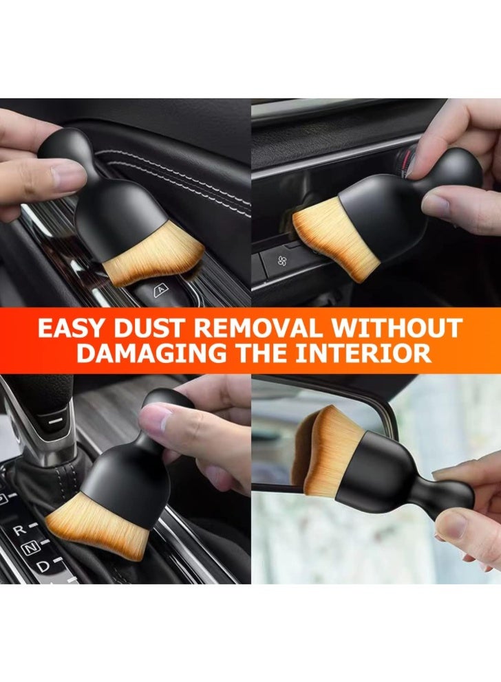 KISSUN Car Interior Detailing Brush, Auto Soft Hair Cleaning Brushes, Curved Dirt Dust Collectors, Removal Tool for Dashboard Air Conditioner Vents Leather, Scratch Free (Black/1PCS) - Image 3